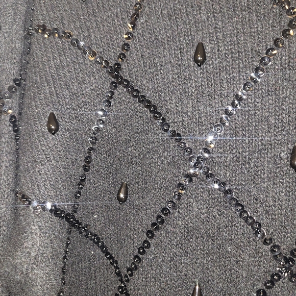 Julimay Beaded Angora Lambswool Sweater Black Embellished Knit M - Picture 4 of 7